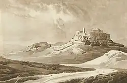 The Acropolis with the Areopagos to the left, from the southwest.