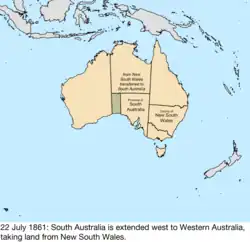 Map of British claims to Australia; for details, refer to adjacent text