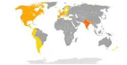 Map of global availability of Amazon Music