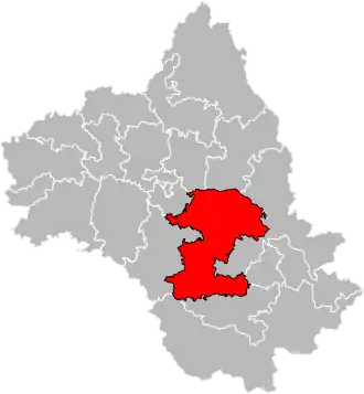 Situation of the canton of Raspes et Lévezou in the department of Aveyron