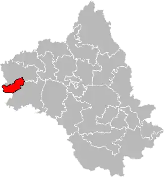 Situation of the canton of Villefranche-de-Rouergue in the department of Aveyron