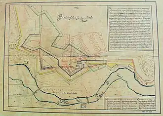 Plan of the bastion area by Luis de Venegas, 1677