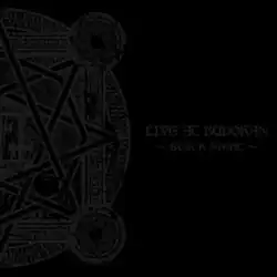 A black album cover, with one half of a circular design on the left side and the words "LIVE AT BUDOKAN" and "~BLACK NIGHT~" on the right side, both in a lighter black color.