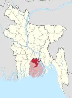 Location of Barisal District in Bangladesh