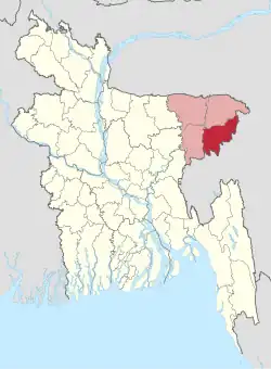 Location of Moulvibazar District in Bangladesh