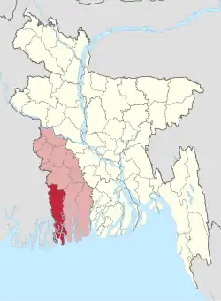 Location of Satkhira District in Bangladesh