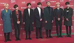 BTS on the Golden Disc Awards red carpet in 2019