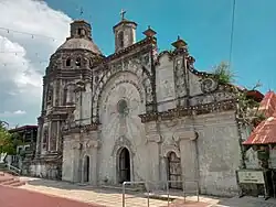 Close up view of the facade