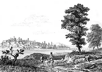 View of Badajoz from the heights of San Cristobal. Work by Eugène Buttura (1812–1852)