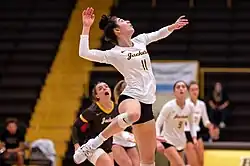 A Yellow Jackets women's volleyball match in 2021