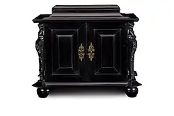 An engraved mother-of-pearl inlaid baleen and ebony table cabinet attributed or by Herman Doomer, vetted and sold as such at Tefaf Maastricht, 2023