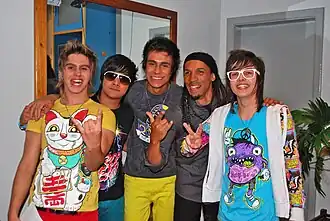 Image 48Brazilian indie pop group Restart wearing "colorido" fashion, popular for most of the early 2010s in Brazil. (from 2010s in fashion)