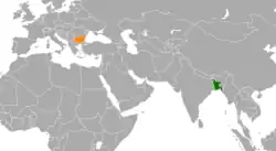 Map indicating locations of Bangladesh and Bulgaria