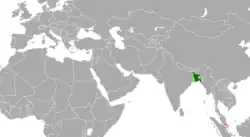 Map indicating locations of Bangladesh and Singapore