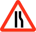 Road narrows on right sides