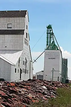 Barons' last remaining elevators along the CPR tracks prior to demolition