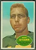 Topps playing card showing a portrait of Starr as a player