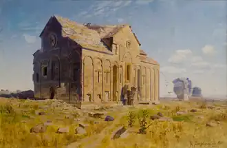 A 1900 painting of the cathedral by Gevorg Bashinjaghian, National Gallery of Armenia[147]