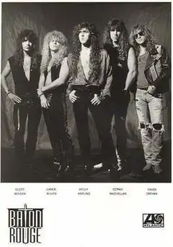 Baton Rouge in 1991. L-R: Scott Bender, Lance Bulen, Kelly Keeling, Corky McClellan, and David Cremin.