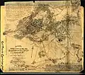 Battle map drafted by Sneden, Robert Knox, with notes on Union and Confederate strengths, casualties, done in pen and ink and water color