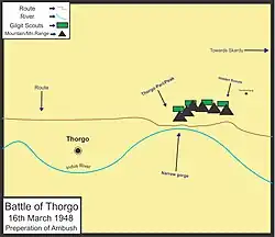 Gilgit scouts prepare a day before at Thurgo Pari/Peak to ambush incoming Indian relief force.