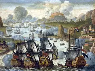 The Battle of Vigo Bay of 1702, part the War of the Spanish Succession (anonymous contemporary painting).