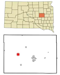 Location in Beadle County and the state of South Dakota