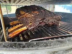 Beef ribs on a smoker grill