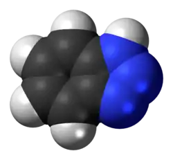 Space-filling model of the benzotriazole molecule