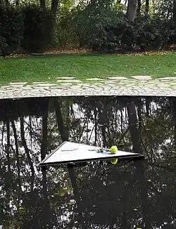 The centre of the pool at The Memorial to the Sinti and Roma victims of National Socialism