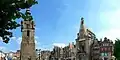 Grand Place with the belfry on the left and the Hôtel de Ville on the right