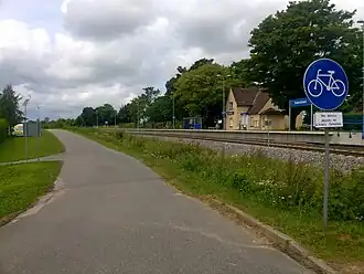 Beginning of the bicycle path built along the former railway