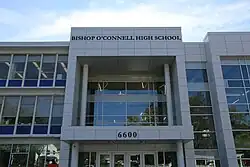 Front/main entrance of Bishop O'Connell High School