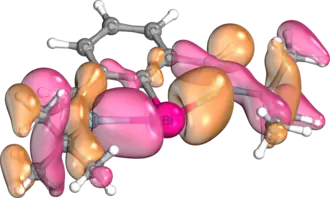 σ-donation of N lone pairs into empty p-type orbital on Bi