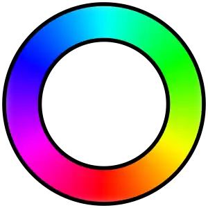 Visible spectrum wrapped to join violet and red in an additive mixture of magenta. In reality, violet and red are at opposite ends of the spectrum and have very different wavelengths.