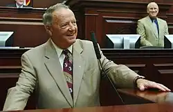Bobby Bowden in 2007, in the Florida House of Representatives in a suit and tie.