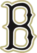 Black "B" with an outline in gold