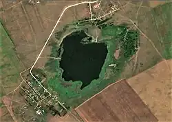 Lake Bolshoye Tabuny Sentinel-2 image with Alexandrovka in the lower left