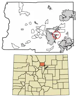 Location of the Valmont CDP in Boulder County, Colorado