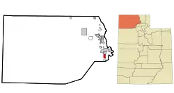 Location in Box Elder County and the state of Utah