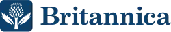 Britannica's logo of a blue thistle next to the text "Britannica"
