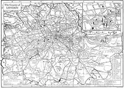 A very dense map of Greater London as it appeared in 1911