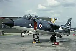 British Aerospace Sea Harrier FRS.1 of 899 NAS (was involved in a mid-air collision while conducting CAP (combat air patrol) over the Falkland Islands on 6 May 1982)