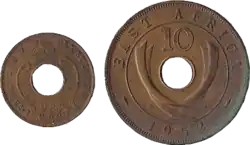 British East Africa 1 cent and 10 cent coins
