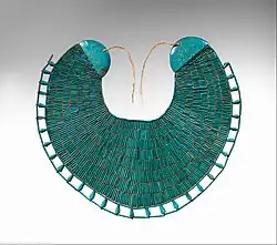 Broad collar of Wah; 1981–1975 BC; faience and linen thread; height: 34.5&nbsp;cm, width: 39&nbsp;cm; Metropolitan Museum of Art (New York City)