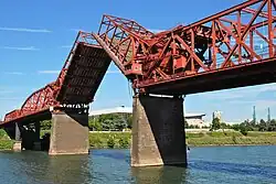 With bascule lift span opened for a ship