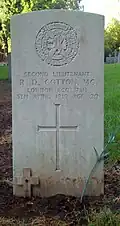 Bromsgrove Cemetery, gravestone of 2nd Lieutenant R.D. Cotton MC