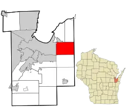Location in Brown County and the state of Wisconsin.