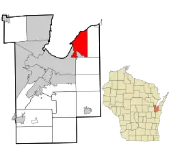 Location in Brown County and the state of Wisconsin.