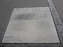 Words in concrete set into the footpath